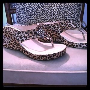 Leopard Print Studded Wedges